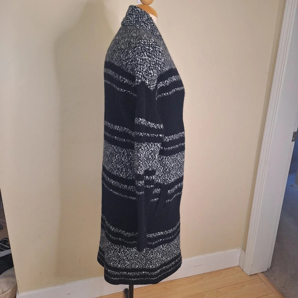 Athleta Wool Cashmere Panorama Point Long Cardigan Black/Marl colour block SZ XS - Picture 5 of 11